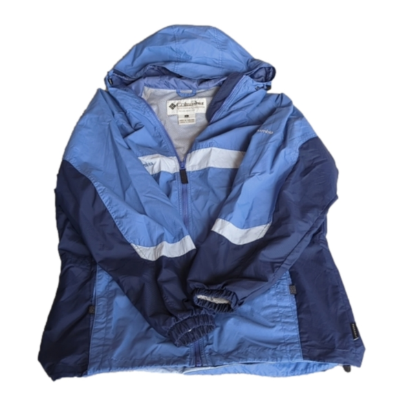 Columbia Blue Purple Long Hooded Thinly Lined Spring Fall Utility Jacket Size L - Picture 1 of 9